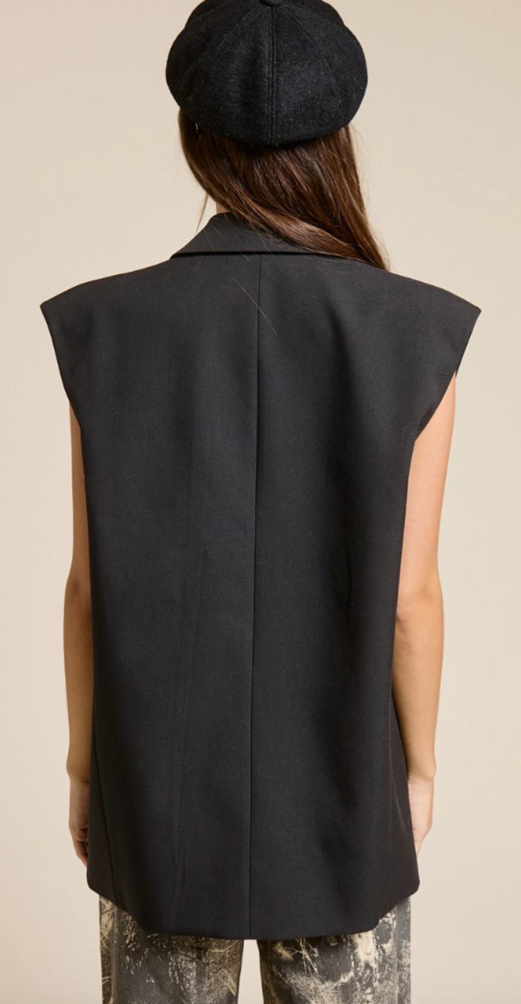 Oversized Structured Vest Black