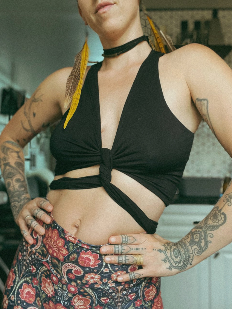 Lycra Wrap Top Black