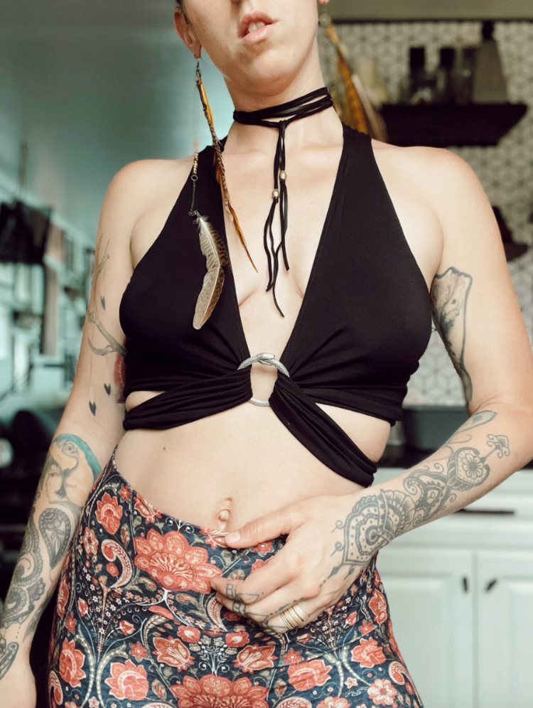 Lycra Wrap Top Black