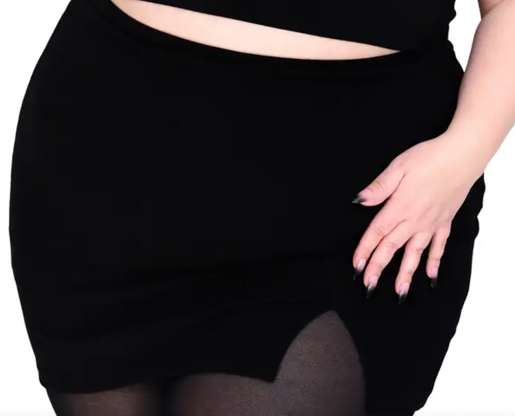 Black Knit Short Skirt with Shorts