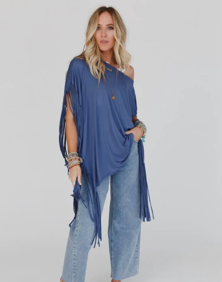 Fringe Oversized  Poncho Top