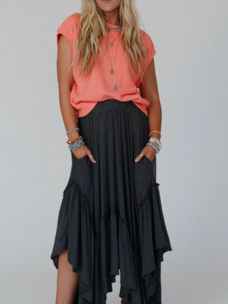 Uneven Hem Ruffle Skirt