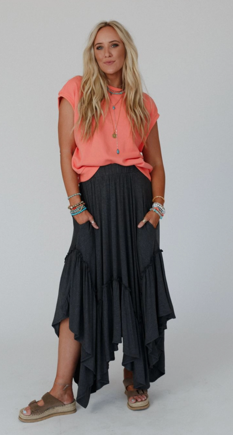 Uneven Hem Ruffle Skirt