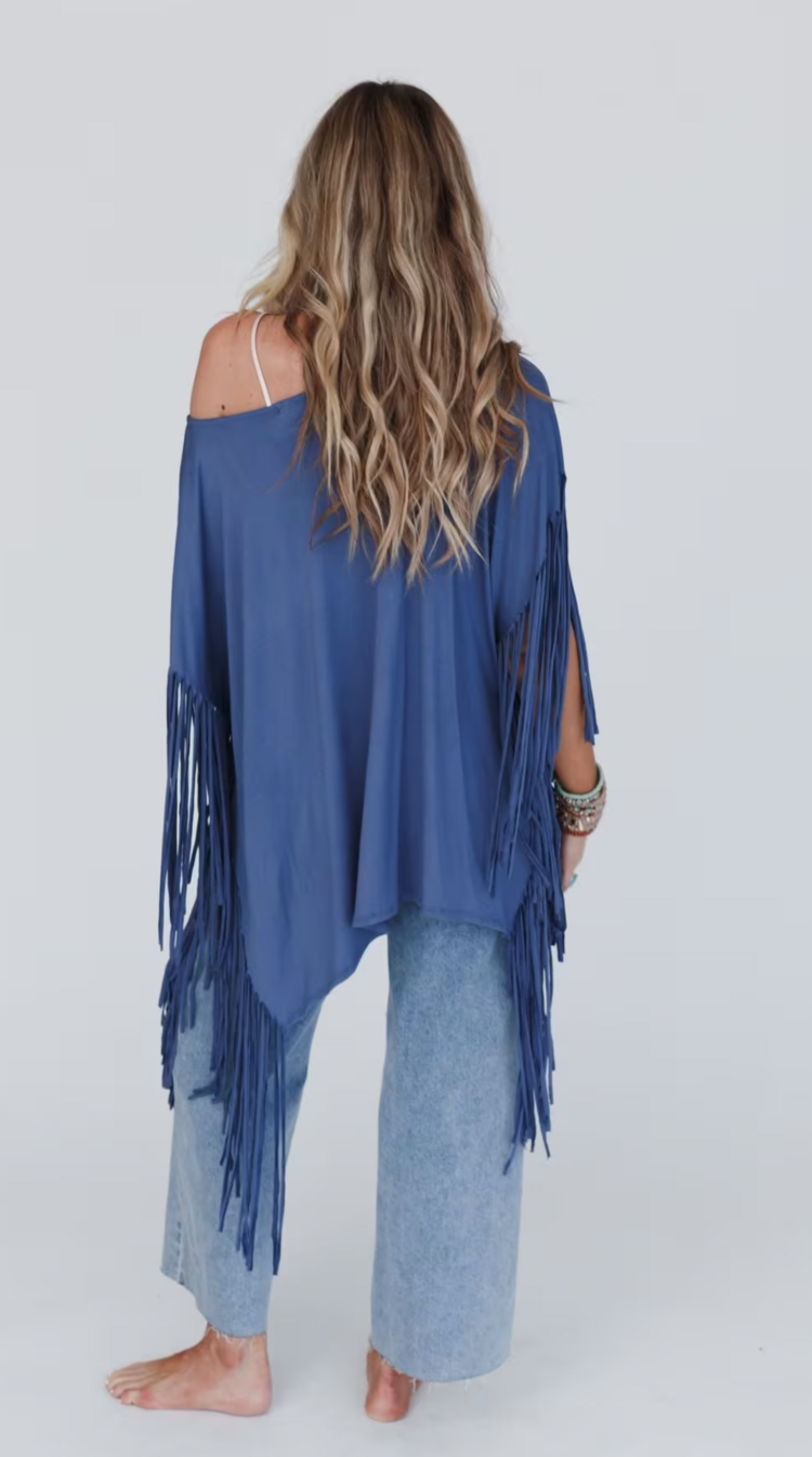 Fringe Oversized  Poncho Top