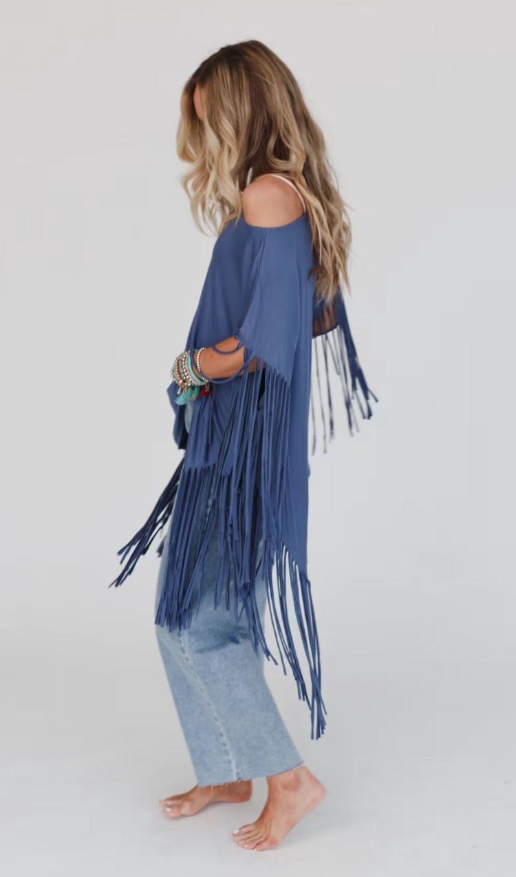 Fringe Oversized  Poncho Top
