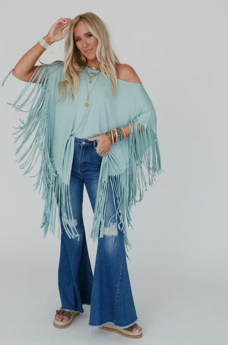 Fringe Oversized  Poncho Top