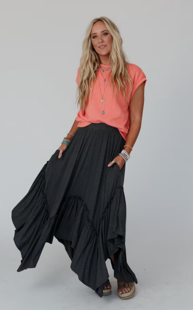 Uneven Hem Ruffle Skirt
