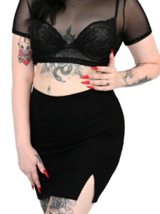 Black Knit Short Skirt with Shorts