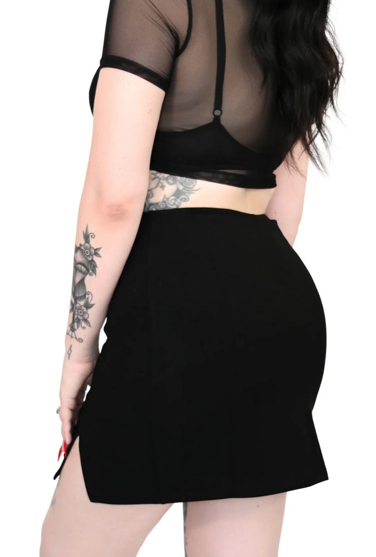 Black Knit Short Skirt with Shorts