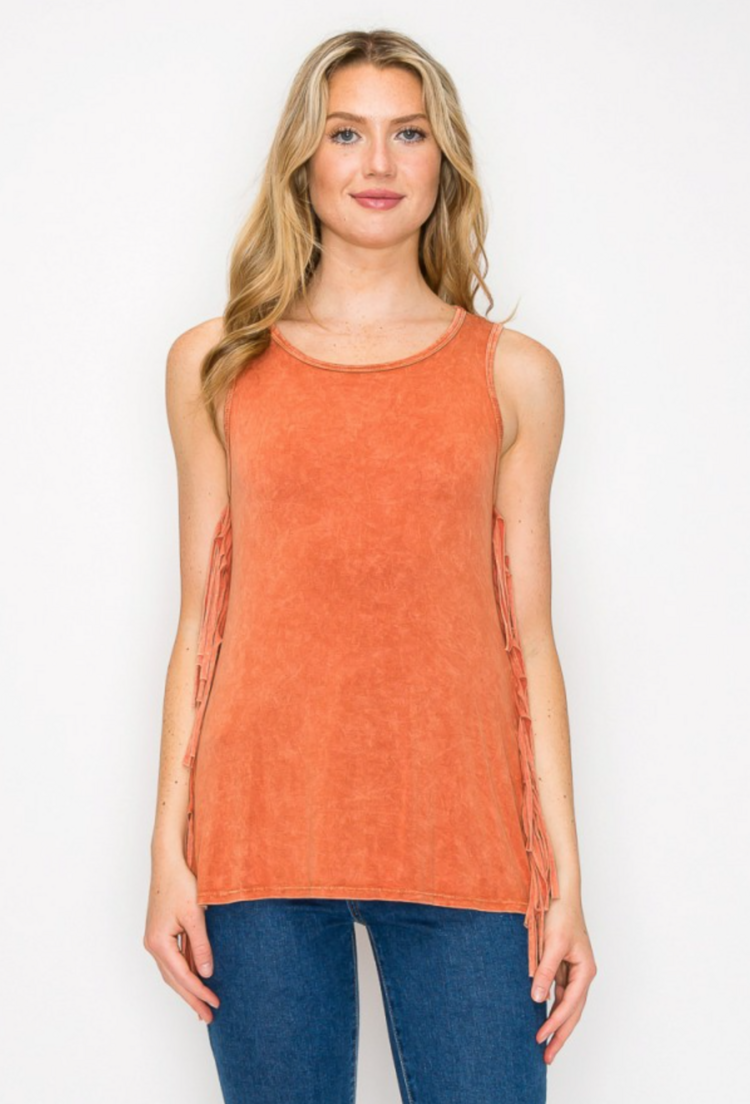 Mineral Wash Fringe Side Top