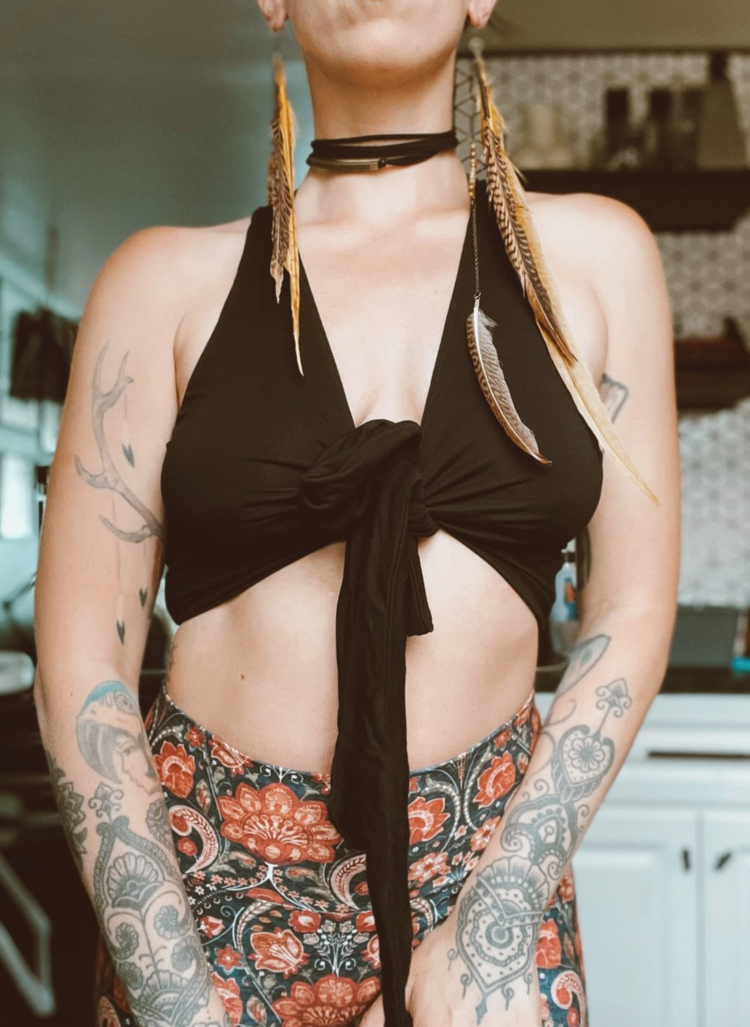 Lycra Wrap Top Black
