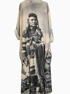 LeParisPetit by I Love Linen Duster with Chief Joseph Print Cream/Gray O/S