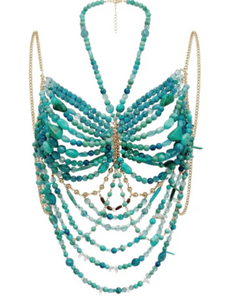 Turquoise Dream Beaded Backless Carnival Top