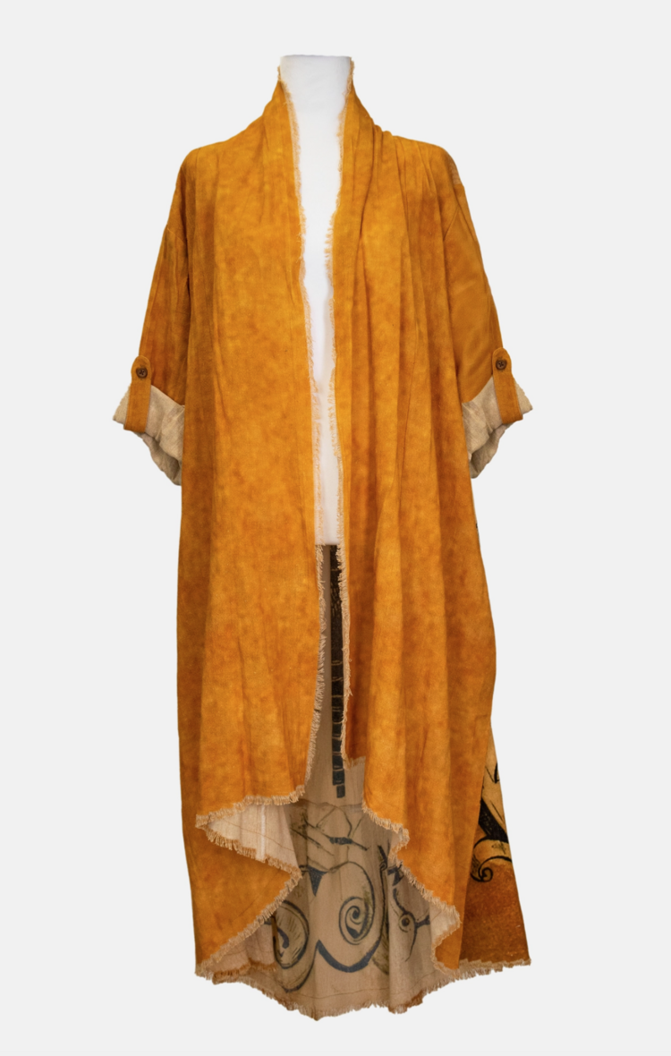 Duster with Queen Bee Print Gold O/S