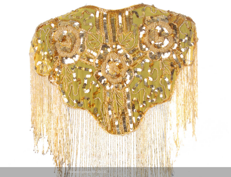 Beaded Art Deco Shoulder Shawl w/ Roses