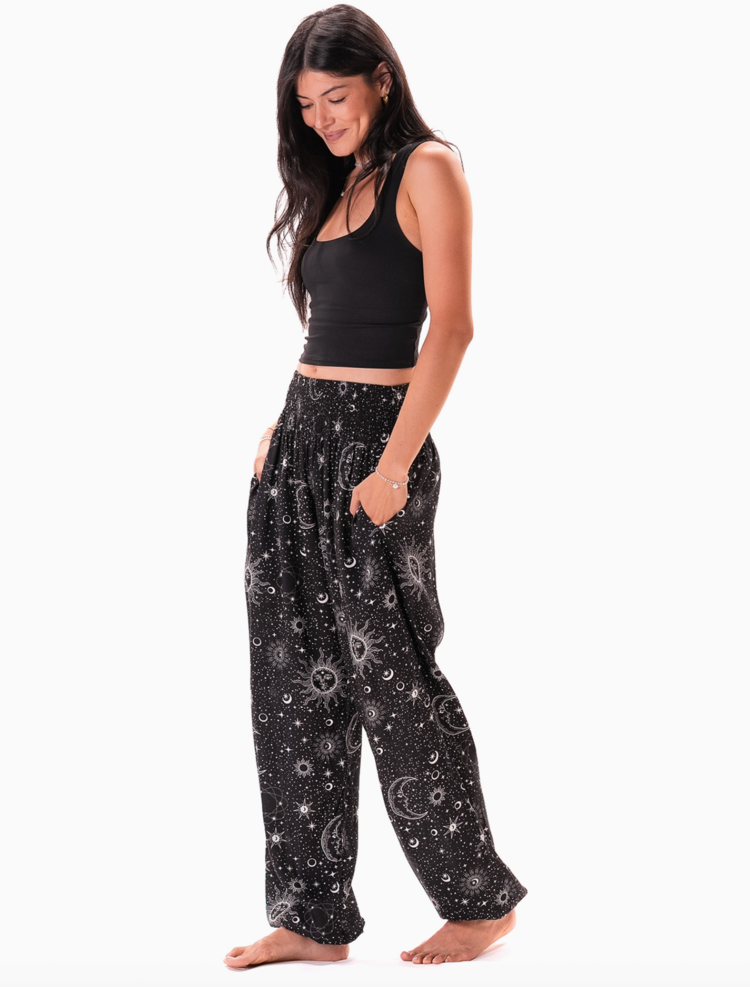 Cosmic Sky Harem Pants with Pockets
