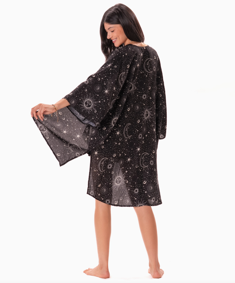 Cosmic Sky Aloha Cover Up Black