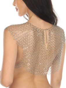 Metallic Chainmail Payette Sequin Crop Top Silver