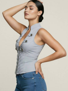 Lace Up Detail Criss Cross Open Back Top