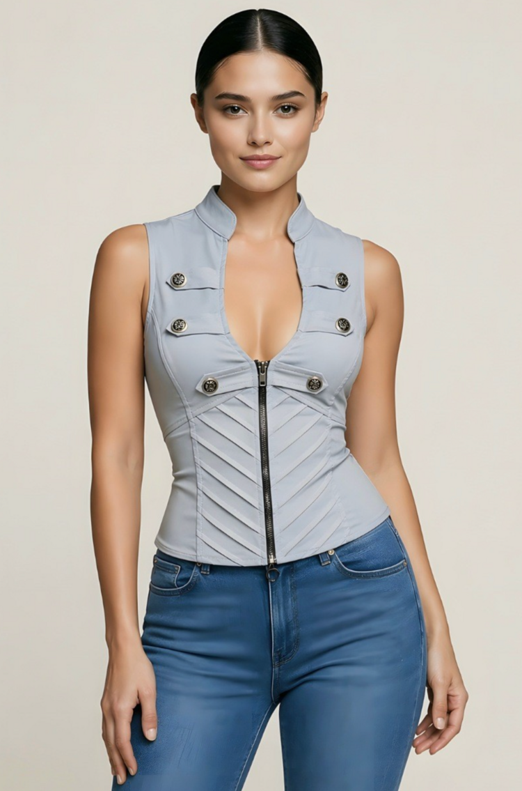 Lace Up Detail Criss Cross Open Back Top