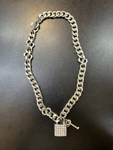 Cuban Chain Padlock Necklace Rhinestone
