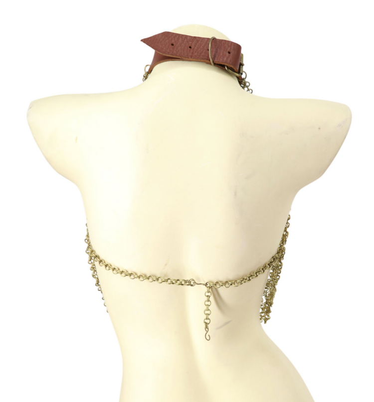 Full Chainmail Halter Top Gold/Brown