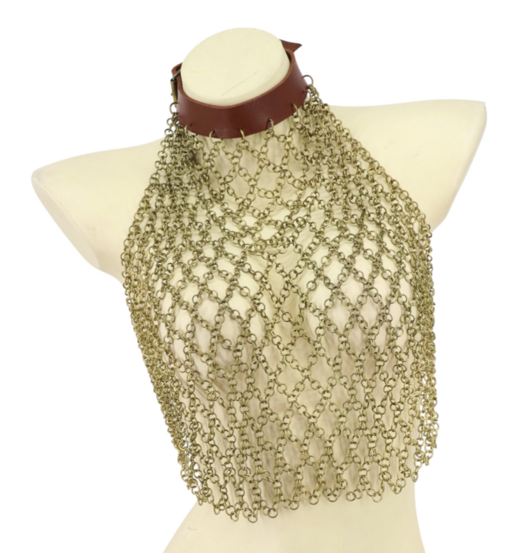 Full Chainmail Halter Top Gold/Brown