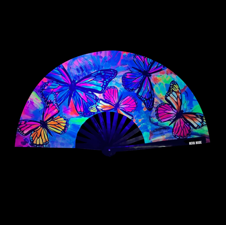 Flutter By Butterfly Super Blacklight Folding Fan