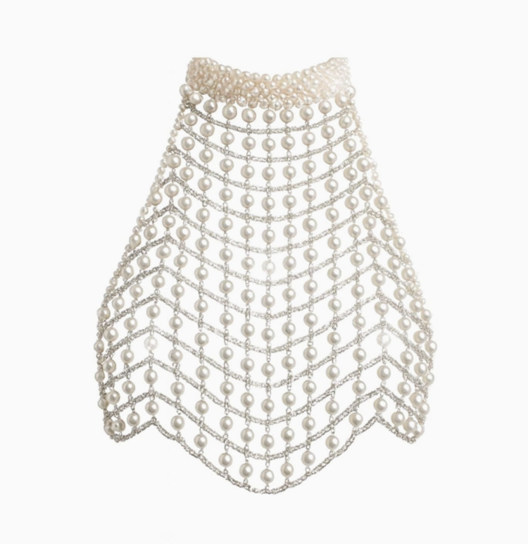 Opalite Pearl White Backless Carnival Crop Top