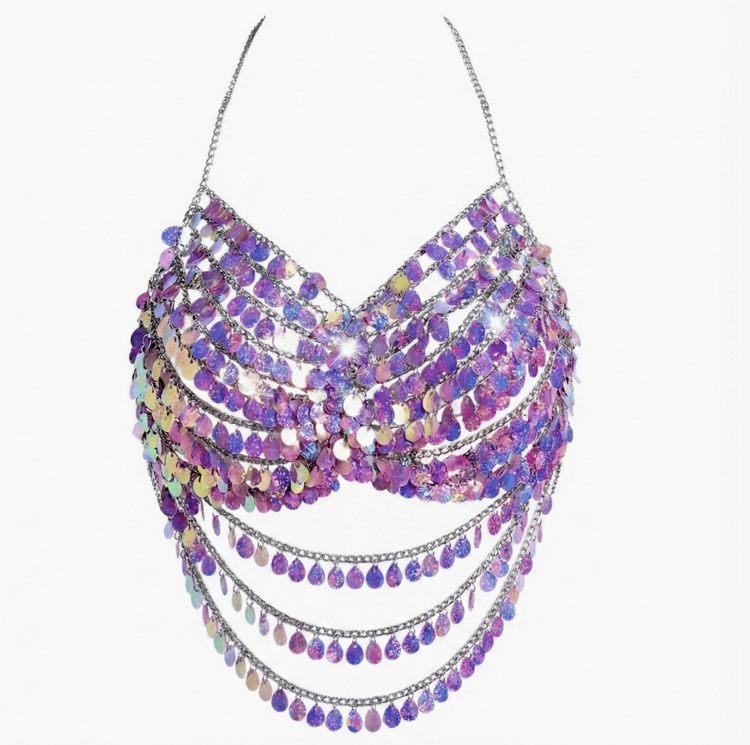 Purple Siren Shell Holographic Carnival Top