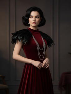 Feather Chain Collar Black/Silver