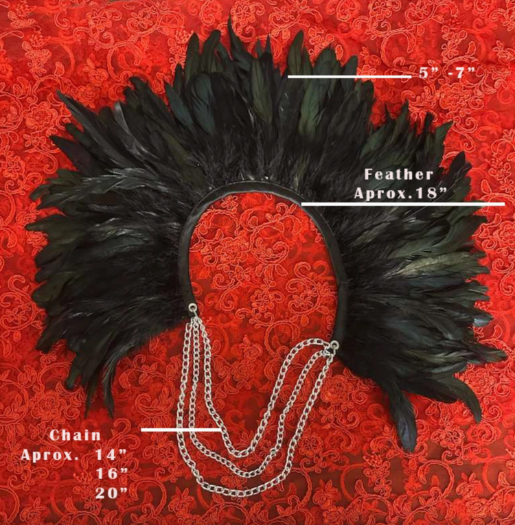 Hoss International Feather Chain Collar Black/Silver
