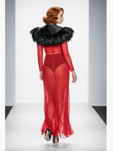 Hoss International Feather Tie Front Cape Black