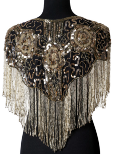 Beaded Art Deco Shoulder Shawl w/ Roses