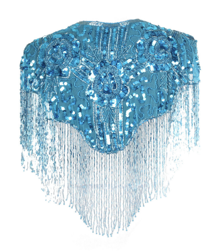 Beaded Art Deco Shoulder Shawl w/ Roses