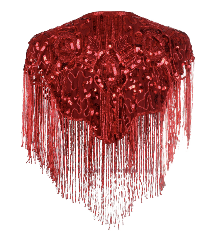 Beaded Art Deco Shoulder Shawl w/ Roses