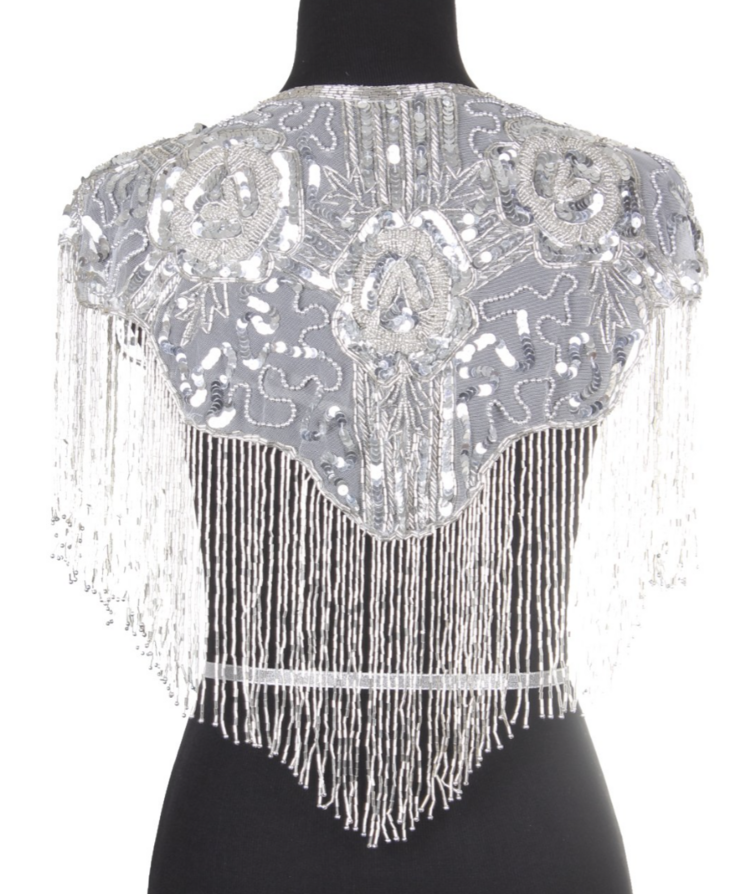 Beaded Art Deco Shoulder Shawl w/ Roses