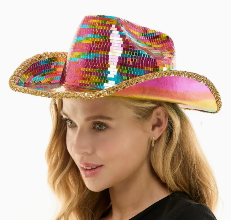 Rainbow Mirrored Cowboy Hat