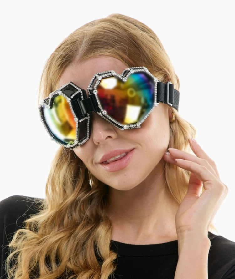 Festival Rave Rhinestone Heart Goggles