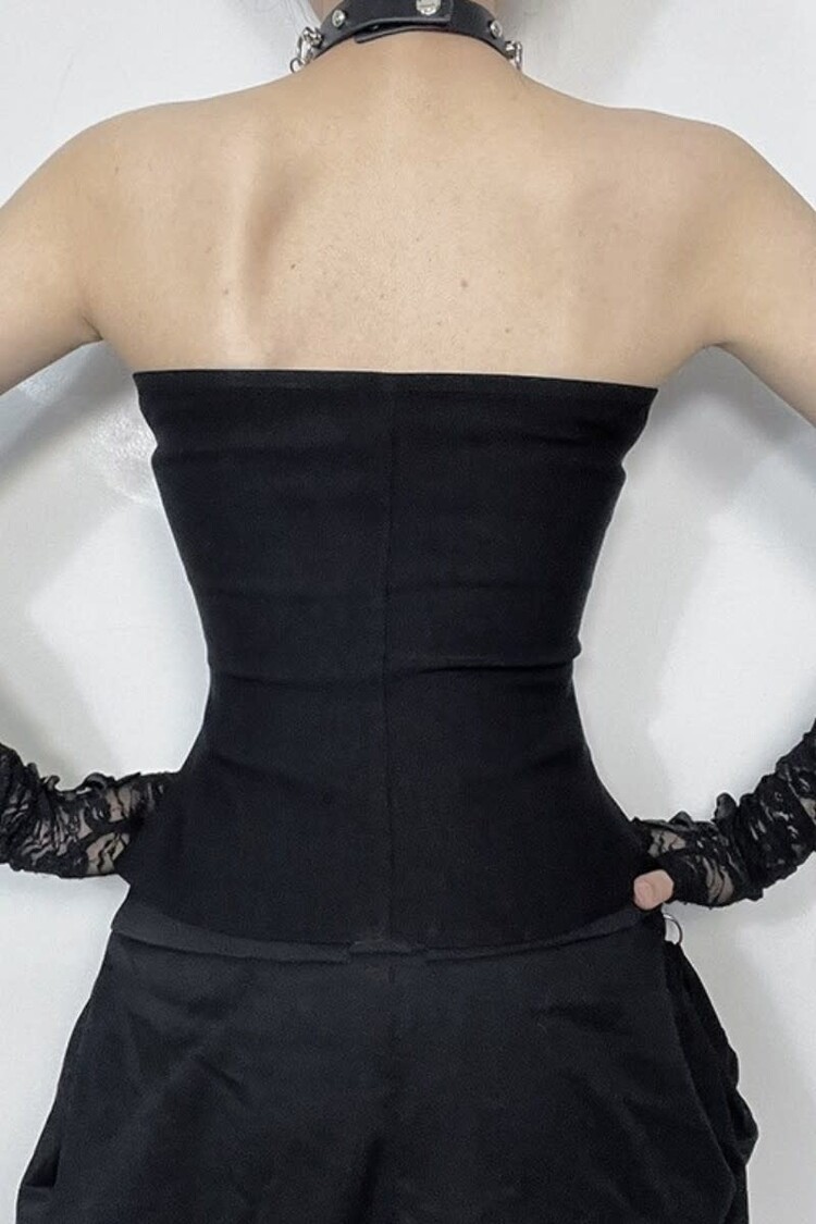Black Gothic Buckle Corset Top