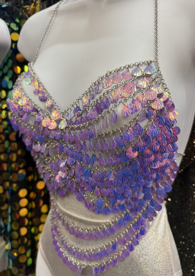 Purple Siren Shell Holographic Carnival Top