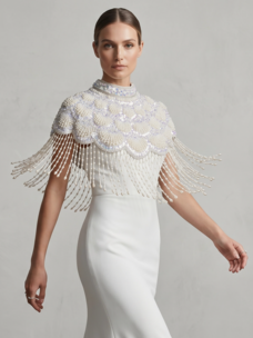 Kismet Nomade Gatsby Beaded Fringe Cape Ivory