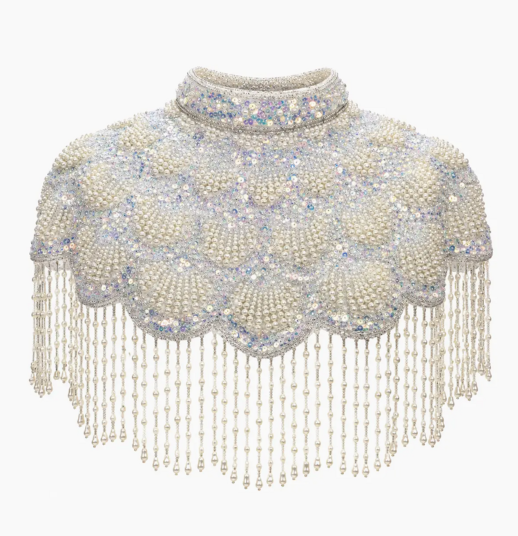 Kismet Nomade Gatsby Beaded Fringe Cape Ivory
