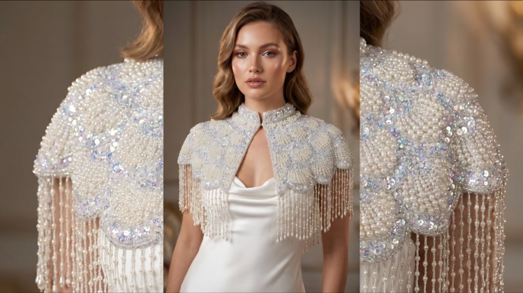 Kismet Nomade Gatsby Beaded Fringe Cape Ivory