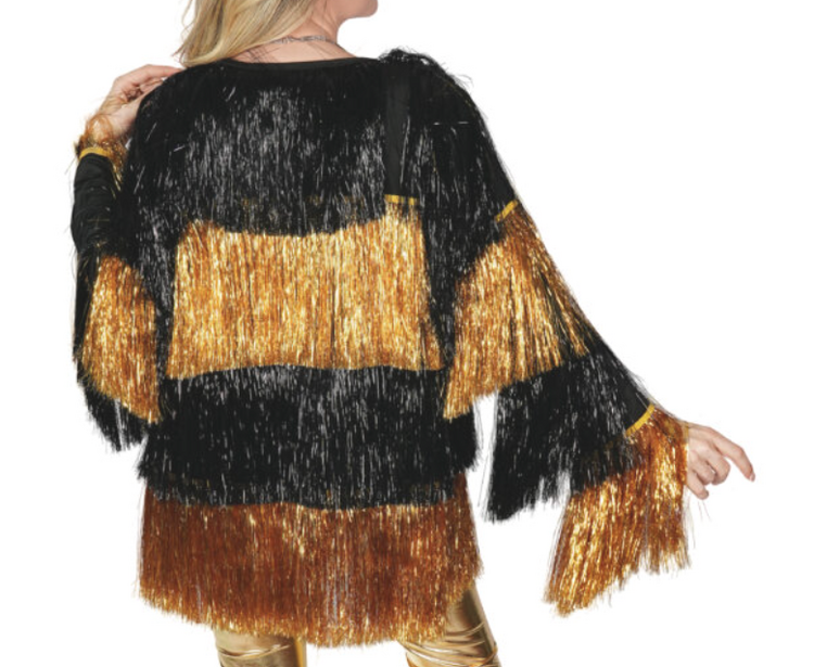 Black and Gold Tinsel Fringe Jacket