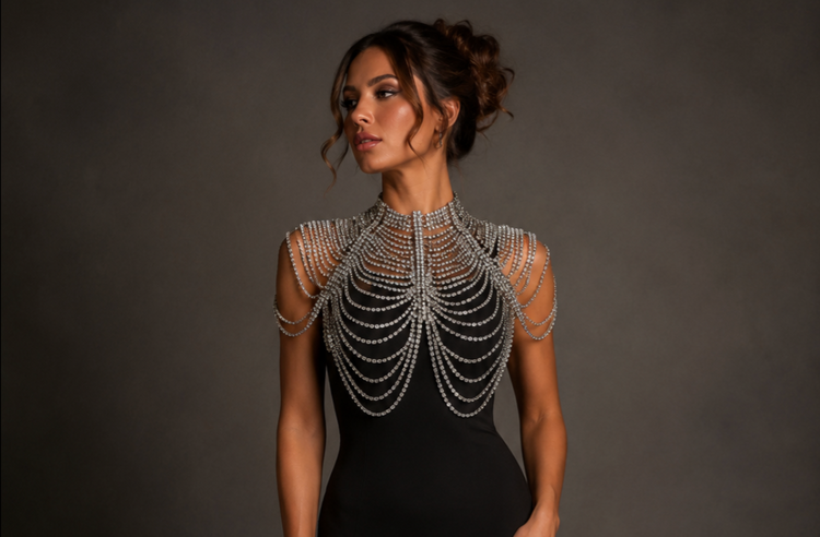 Draping Rhinestones Shawl