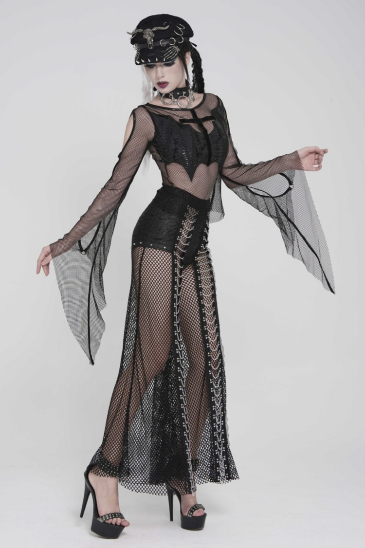 Fishnet Pants with Chain Lacing