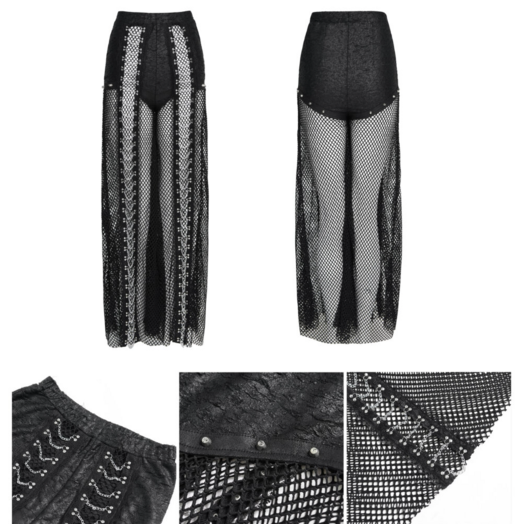 Fishnet Pants with Chain Lacing