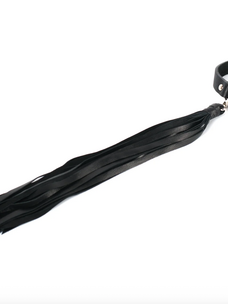 Italian Leather Fringe Whip Choker Black
