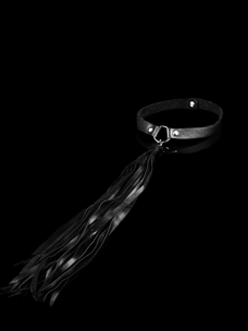 Italian Leather Fringe Whip Choker Black